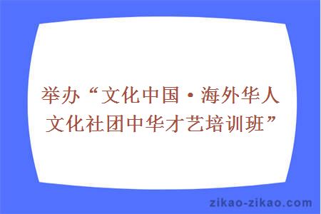 举办“文化中国·海外华人文化社团中华才艺培训班”