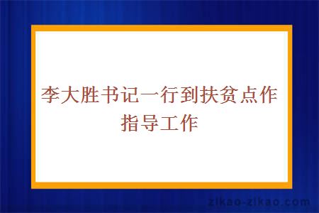 李大胜书记一行到扶贫点作指导工作