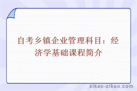 自考乡镇企业管理科目：经济学基础课程简介