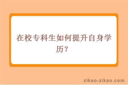 在校专科生如何提升自身学历？