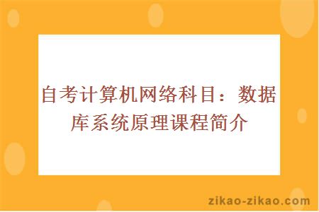 自考计算机网络科目：数据库系统原理课程简介