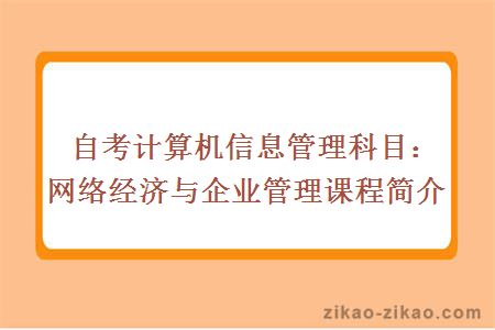 自考计算机信息管理科目：网络经济与企业管理课程简介