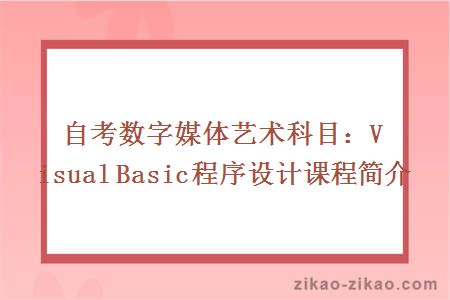 自考数字媒体艺术科目：Visual Basic程序设计课程简介