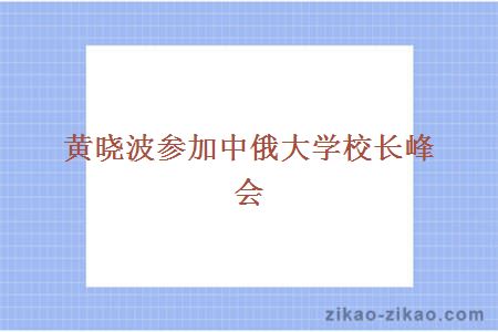 黄晓波参加中俄大学校长峰会