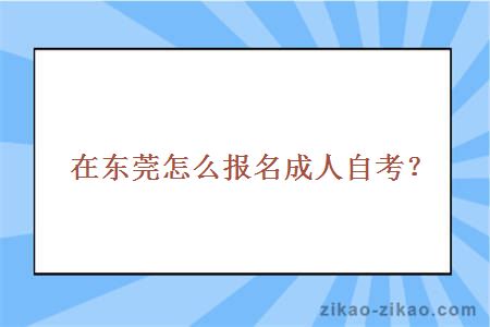 在东莞怎么报名成人自考？