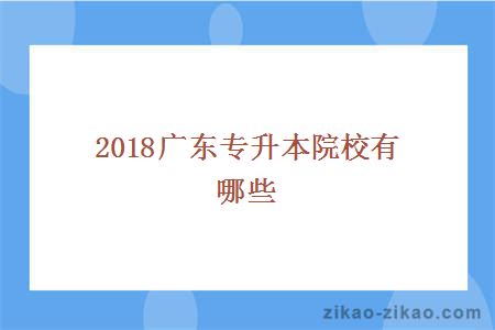 2018广东专升本院校有哪些