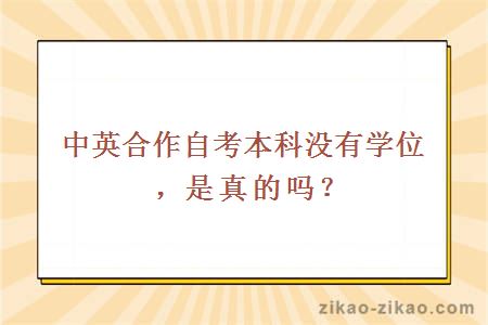 中英合作自考本科没有学位，是真的吗？