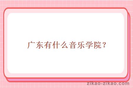 广东有什么音乐学院？