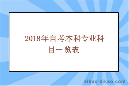 2018年自考本科专业科目一览表