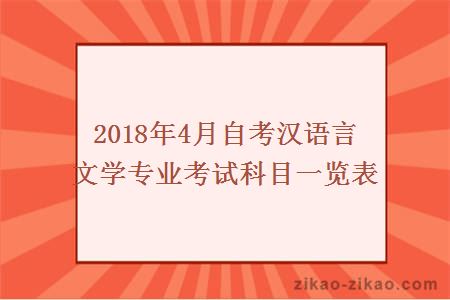 2018年4月自考汉语言文学专业考试科目一览表