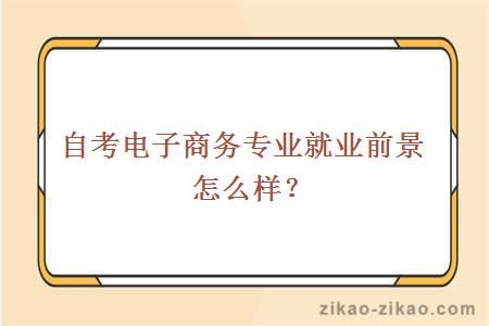 自考电子商务专业就业前景怎么样？