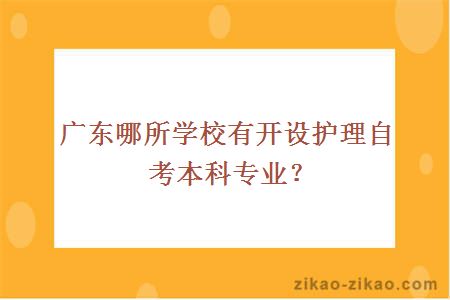 广东哪所学校有开设护理自考本科专业？