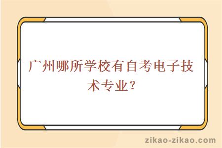 广州哪所学校有自考电子技术专业？