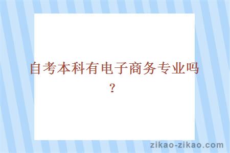 自考本科有电子商务专业吗？