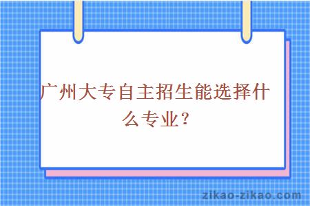 广州大专自主招生能选择什么专业？