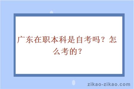 广东在职本科是自考吗？怎么考的？