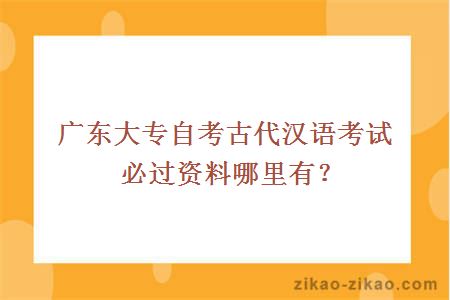 广东大专自考古代汉语考试必过资料哪里有？