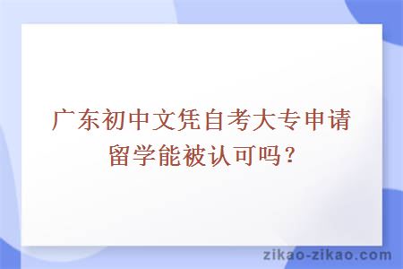 广东初中文凭自考大专申请留学能被认可吗？