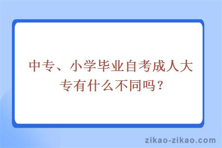 中专、小学毕业自考成人大专有什么不同吗？