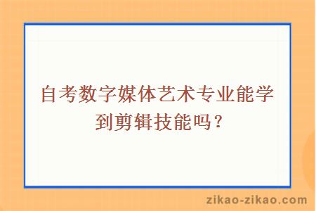 自考数字媒体艺术专业能学到剪辑技能吗？