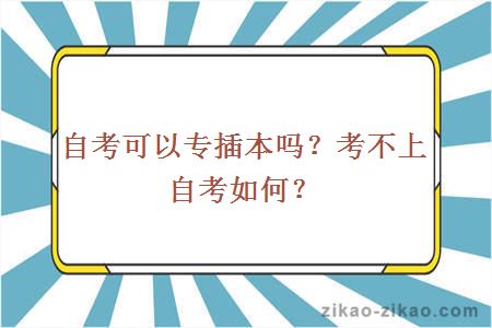 自考可以专插本吗？考不上自考如何？