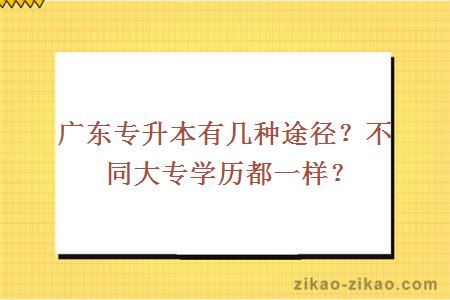 广东专升本有几种途径？不同大专学历都一样？