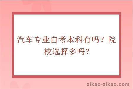 汽车专业自考本科有吗？院校选择多吗？