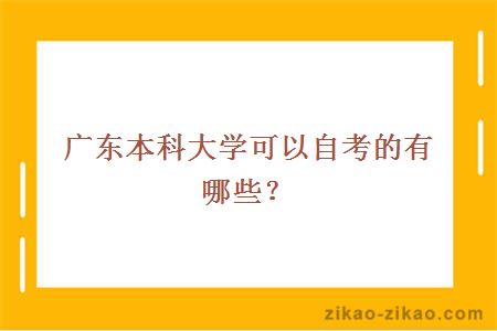 广东本科大学可以自考的有哪些？