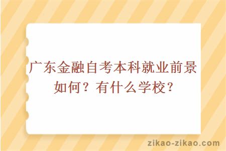 广东金融自考本科就业前景如何？有什么学校？