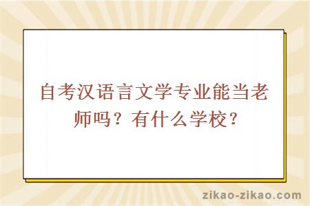 自考汉语言文学专业能当老师吗？有什么学校？