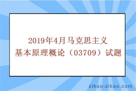 2019年4月马克思主义基本原理概论（03709）试题