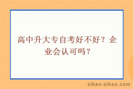 高中升大专自考好不好？企业会认可吗？