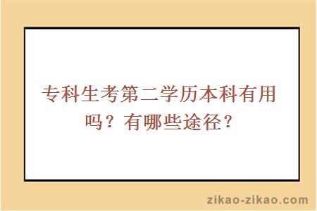 专科生考第二学历本科有用吗？有哪些途径？