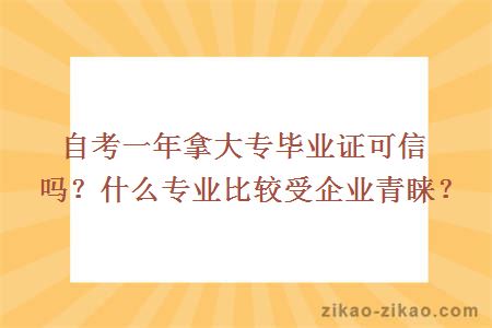 自考一年拿大专毕业证可信吗？什么专业比较受企业青睐