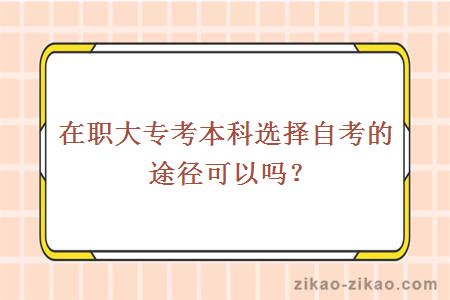 在职大专考本科选择自考的途径可以吗？