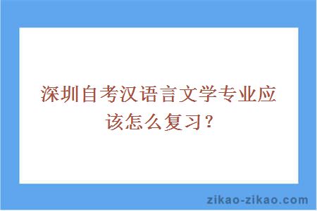 深圳自考汉语言文学专业应该怎么复习？