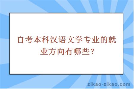 自考本科汉语文学专业的就业方向有哪些？