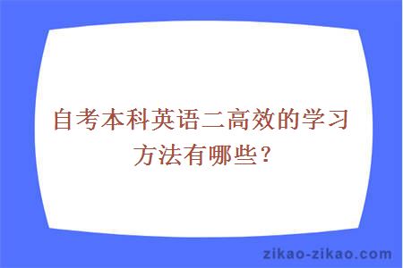 自考本科英语二高效的学习方法有哪些？