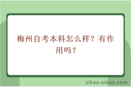 梅州自考本科怎么样？有作用吗？