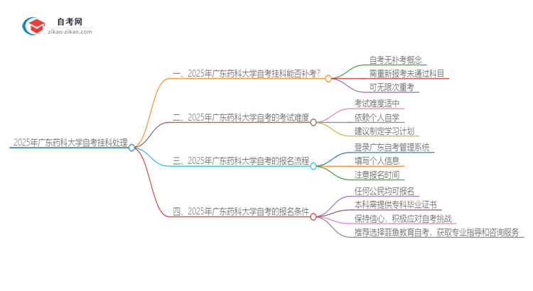 2025年广东药科大学自考挂科能补考吗？思维导图