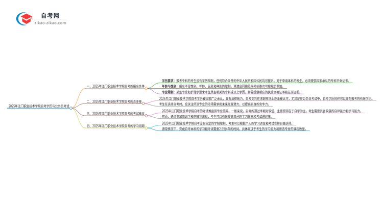 2025年江门职业技术学院自考学历能用来考公吗？思维导图