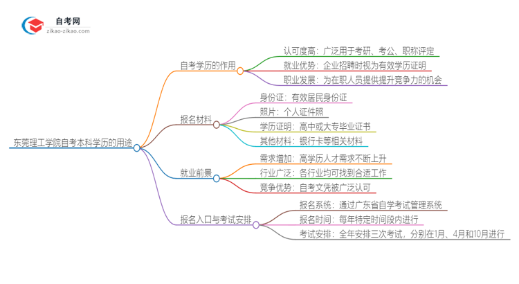 东莞理工学院的自考本科学历都有哪些用途（2025年）思维导图