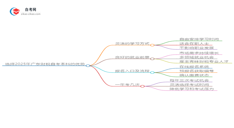 选择2025年广东财税自考本科的优势是什么？思维导图