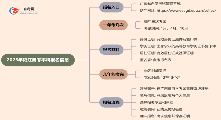 阳江2025年自考本科在哪里报名？思维导图