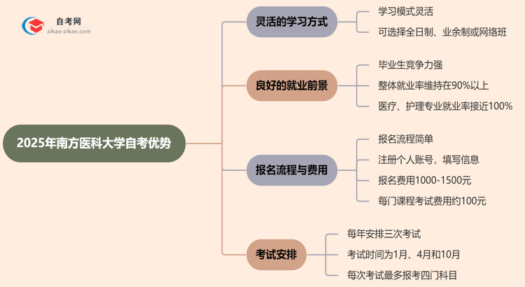 2025年提升学历选择读南方医科大学的自考有哪些优势？思维导图