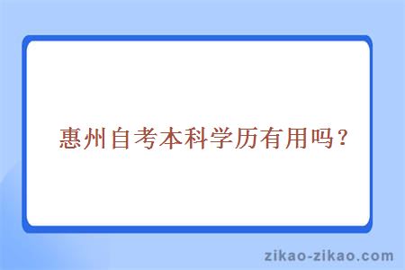 惠州自考本科学历有用吗？