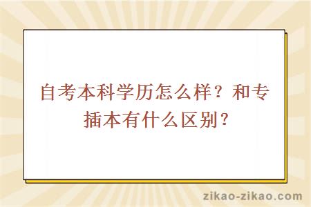 自考本科学历怎么样？和专插本有什么区别？