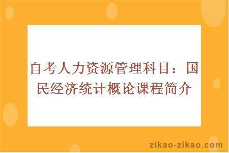 自考人力资源管理科目：国民经济统计概论课程简介