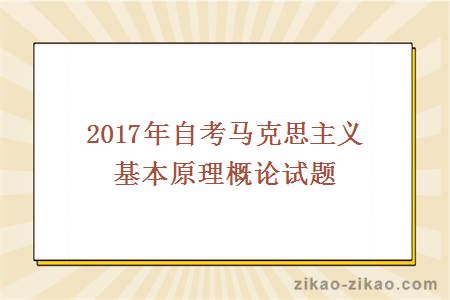 2017年自考马克思主义基本原理概论试题