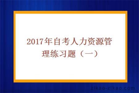 2017年自考人力资源管理练习题（一）